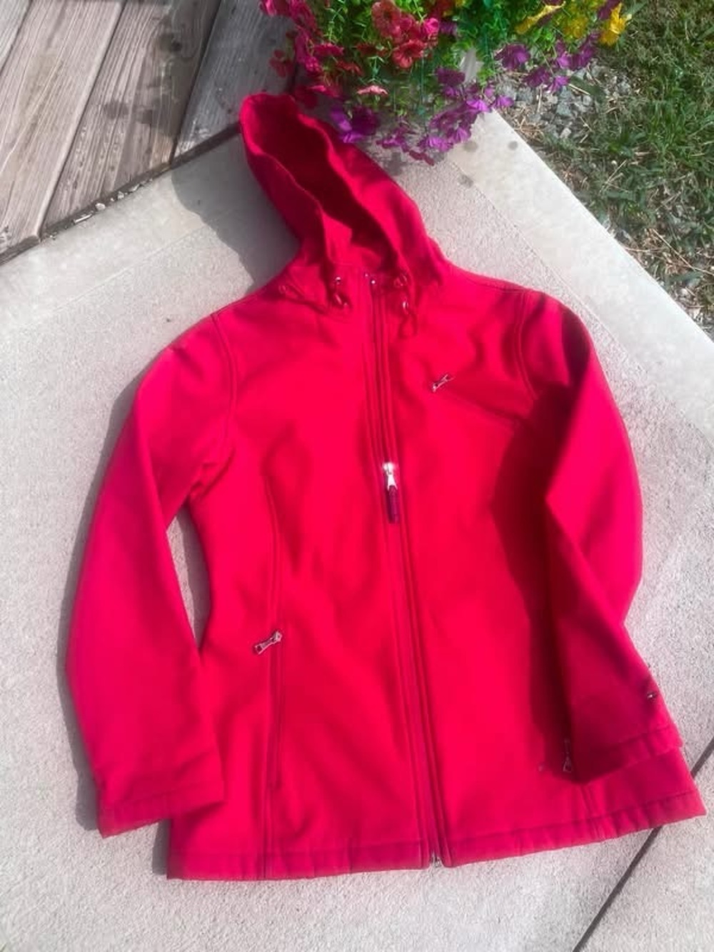 Tommy Hilfiger Red Hooded Softshell Jacket • size medium